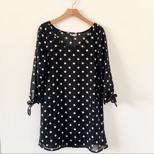 Roxy Black + White Polka Dot Sheer Dress